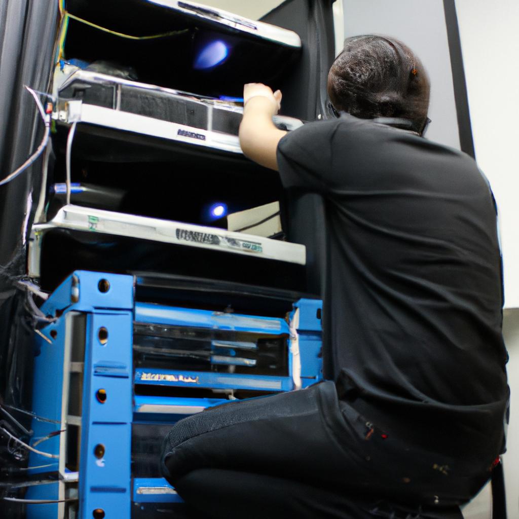 Person working on computer cluster